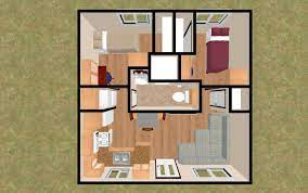 The interior floor plan captures the essence of cottage styling and incorporates two bedrooms and two baths into the approximate 1,400 square feet of living space. The 3d Top View Of 20 X 20 400 Sq Ft 2 Bedroom 3 4 Bath That Has It All House Floor Plans Floor Plans Bedroom House Plans