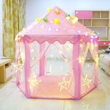 Outdoor Indoor Led Star Lights Play Tents Princess Castle Girls Playhouse Toy Game House Play House Kids Tents Play Tent