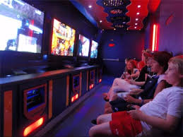 Video game party bus rental. Mobile Gaming Bus