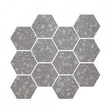 It is made with marble by our instagram @mosaic.factory. Terrazzo Hexagon Light Grey Mosaic 26cm X 27 8cm Wall Floor Tile