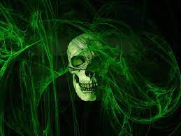 Green Skulls On Fire Skull Wallpaper Horror Skull Gothic Wallpaper