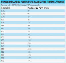 chart for peak flow meter spirometer readings chart peak