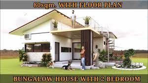 2 bedroom bungalow house plans. 80sqm Modern House Design Bungalow With 2 Bedroom With Floor Plan Max Houzez