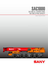 Sany Sac1800 180 Tons All Tarrain Truck Crane Sany Pdf