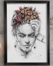 라인 드로잉과 아크릴 물감이 만나 표현된 역동적인 초상화 : 네이버 블로그