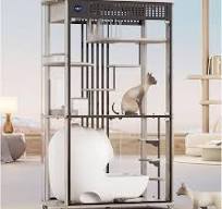Pet Home Pet House Panoramic Cat Villa Luxury Glass Cat Room Large Wood Cat  Cage Cat House Home Cat Cabinet Can Put Automatic Cat Litter Box Cat Villa