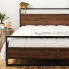 This platform is plain and forms the base of a. Best Choice Products Metal Wood Platform Queen Bed Frame W Wood Slats Headboard Footboard 660lb Cap Black Brown Target