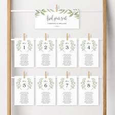 Wedding Seating Chart Template Greenery Table Cards Seating Plan Greenery Seating Templett Instant Download Fully Editable Templett 01 Sitzplan Hochzeit Hochzeitsfeier Sitzplan
