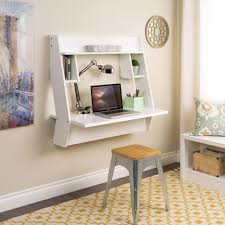 Modern Wall Mounted Floating Office Desk In White Desks For Small Spaces Floating Desk Prepac