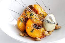 Roast Peaches Recipe With Vanilla Ice Cream Great British Chefs Recipe Peach Recipe Recipes Great British Chefs