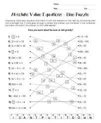 Absolute Value Equations Line Puzzle Activity Absolute Value Equations Basic Algebra Worksheets Persuasive Writing Prompts