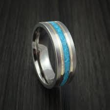 Titanium And Turquoise Ring With 14k Yellow Gold Custom Made Band Turquoise Wedding Rings Titanium Wedding Rings Black Diamond Ring Engagement