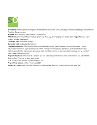 We wanted to spend time at the beach 2. Pdf The Cooperative Integrated Reading And Composition Circ Strategy In Teaching Reading Comprehension Teaching Comprehension