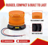 5" Amber LED Short Dome Strobe Light for Emergency & Escort Vehicles,  12–24V DC, Multiple Flash Patterns, SAE Class 1 - Permanent Mount