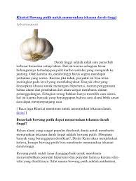 Memanggang menjadi salah satu metode terbaik untuk mendapatkan manfaat kesehatan dari bawang putih. Khasiat Bawang Putih Untuk Menurunkan Tekanan Darah Tinggi