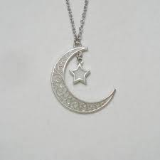 Moon And Star Necklace Glow In The Dark Antique Silver Glows Etsy Star Necklace Antique Silver Triquetra Necklace