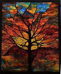 Stained Glass Sunset Tree Sculpted Solder Stained Glass Stained Glass Panels Glass Art