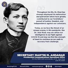 Statement Of Presidential Communications Secretary Martin Andanar On The 159th Birth Anniversary Of Dr Jose Rizal Presidential Communications Operations Office