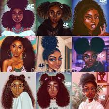 Black Girls X Cute Hairstyles Illustration Drawing Digitalart Digitalpainting Blackart Blac Girl Hair Drawing Natural Hair Styles Curly Hair Styles