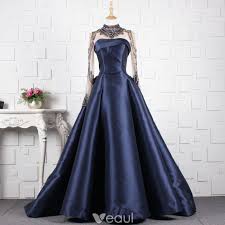 Luxury Gorgeous Dark Green Handmade Beading Evening Dresses 2019 A Line Princes Evening Dresses For Weddings Wedding Dress Long Sleeve Evening Dress Beaded