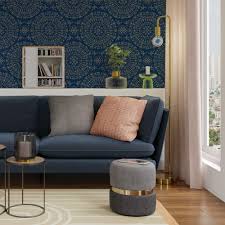 Papier Peint Intisse Heimana X Bleu Noir Coloris Bleu Nuit Gold Wallpaper Decor Wallpaper