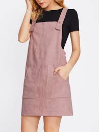 Patch Pocket Front Suede Overall Dress Shein Sheinside Overall Dress Kids Dress Wear Cute Casual Outfits