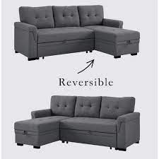 Maybe you would like to learn more about one of these? Bowery Hill Steel Gray Linen Reversible Sectional Sleeper Sofa With Storage For Small Space Walmart Com Walmart Com