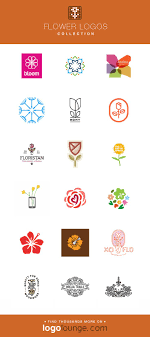 Logo Collection Flower Vector Logo Designs Petals Leaf Bloom Blossom Stem Grow Plant Bud Logo Flowers Typography Logo Logo Design Logo Collection