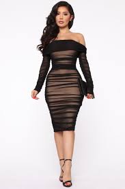 Ready In A Ruched Off Shoulder Midi Dress Black Fashion Nova In 2020 Mini Black Dress Black Midi Dress Classy Dress