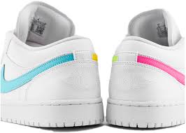 Jordan 1 Low White Multi Color Swoosh In 2020 Jordan 1 Low Nike Air Shoes Jordan 1
