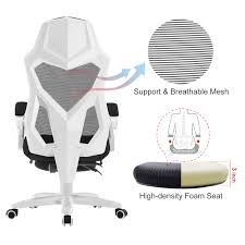 Hbada ergonomic office recliner chair. Hbada Ergonomic Office Recliner Chair High Back Desk Chair Racing Style With Lumbar Support Height Adjustable Seat Headrest Breathable Mesh Back Soft Foam Seat Cushion With Footrest Black Buy Online