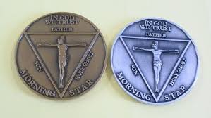 Both sides of the coin have morning star written at the bottom. Pentecostal Coin Father And Son Holy Ghost Pentecostal
