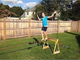 Backyard Slackline Set Up No Trees Or Cement Backyard For Kids Zip Line Backyard Slackline