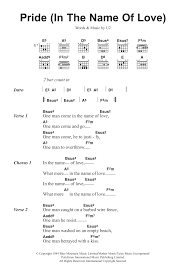 Pride In The Name Of Love Sheet Music U2 Guitar Chords Lyrics