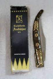 The knife measures 7.25 open and 4 closed. Vintage Andujar Spain Folding Knife Navaja With Box Folding Knives Knife Vintage