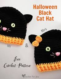 Rabbit hat crochet pattern from the book amigurumi animal hats growing up by linda wright. Crochet Halloween Black Cat Hat Free Pattern Crochet For You