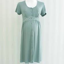 Camisola Longa Com Robe Para Maternidade Camisola Sofia Manga Curta Verde Pratica Para Amamentar Confortavel Para Dormir E Bonita Para Receber Ideias Fashion Vestido Com Manga Vestido De Manga Curta