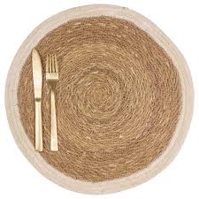 Linity set de table blanc larg. Set De Table Rond En Jute Blanc Maisons Du Monde