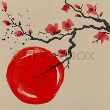 The cherry blossom, also known as sakura, is one of japan's most enduring cultural icons and often part of traditional japanese tattooing. Sakura Tree In Japanese Painting Style Stock Image Colourbox