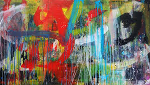 Hochwertige Kunst Auf Leinwand Abstraktes Gemalde Acryl Moderne Kunst Auf Leinwand Bunt Handgemalt Action Painting In 90x160cm Von Alex Zerr abstraktes gemalde acryl moderne kunst auf leinwand bunt handgemalt action painting