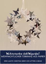 Weihnachtlicher Turkranz Aus Papier Zero Waste Christmas Letters Beads Weihnachtspapier Weihnachten Dekoration Weihnachtsschmuck Diy