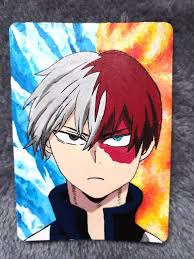 Todoroki From My Hero Academia Hand Painted Playing Card Anime Canvas Painting Anime Canvas Art Anime Canvas
