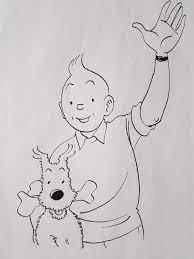 rodier yves original drawing tintin milou 1993 w b grafisch ontwerp illustratie surfplank kunst disney tekenen coloriage chevaux bibi et tina