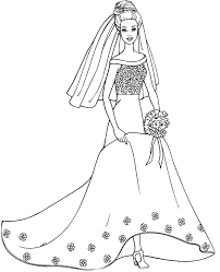 Barbie Doll Wearing A Wedding Dress Coloring Pages Wedding Coloring Pages Barbie Coloring Pages Barbie Coloring