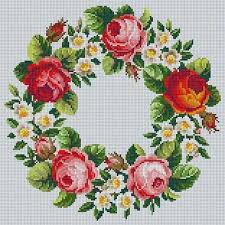 360 preise für stickpackung tischdecke kreuzstich vergleichen ⌛ jetzt günstig online. Spring Wreath Cross Stitch Flowers Floral Cross Stitch Cross Stitch Rose