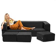 Sofa beds can expand a room's possibilities, combining sophisticated style with the utmost in sleeping comfort. Buy Jaxx Zipline Convertible Sleeper Sofa Three Ottomans California King Size Bed Black Online In Kazakhstan B013tubft2