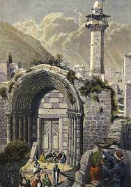 الباب الشرقي للجامع الكبير في نابلسnablus 1880 palestine art palestine nature