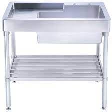 Stainless steel utility sink freestanding. Wh33209 Leg Np Pearlhaus Brushed Stainless Steel Single Bowl Freestanding Utility Sink With Drainboard And Lower Rack Stone Dock Design Stone Tiles Medallions And Slabs