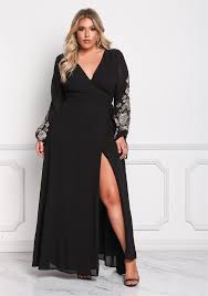 Plus Size Clothing Plus Size Chiffon Embroidered Sleeve Wrap Maxi Dress Debshops Vestidos Belos Vestidos Moda Pluz Size