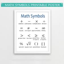 Math Symbols Printable Poster Math Classroom Decor Math Etsy Math Math Classroom Decorations Posters Printable